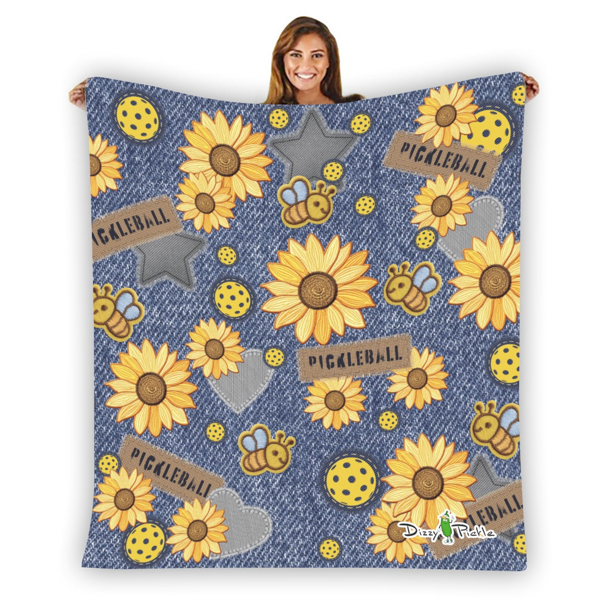 Dizzy Pickle Amy Sunflowers Pickleball Courtside Flannel Blanket