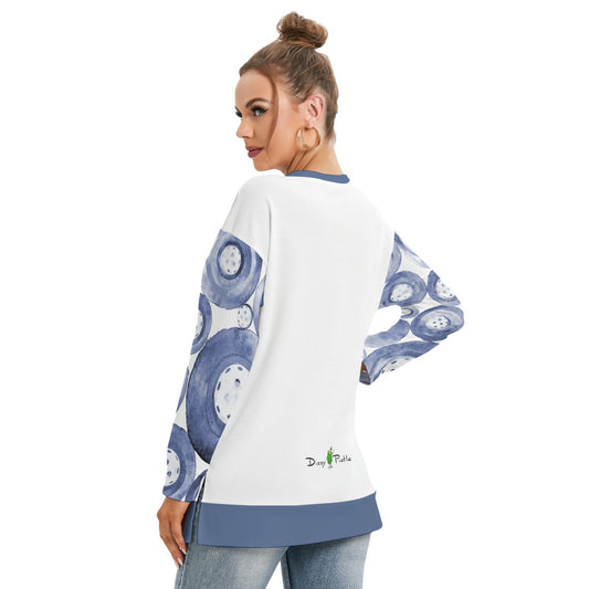 Dizzy Pickle Heidi BW Women's Pickleball Side Split O-Neck Sweatshirt