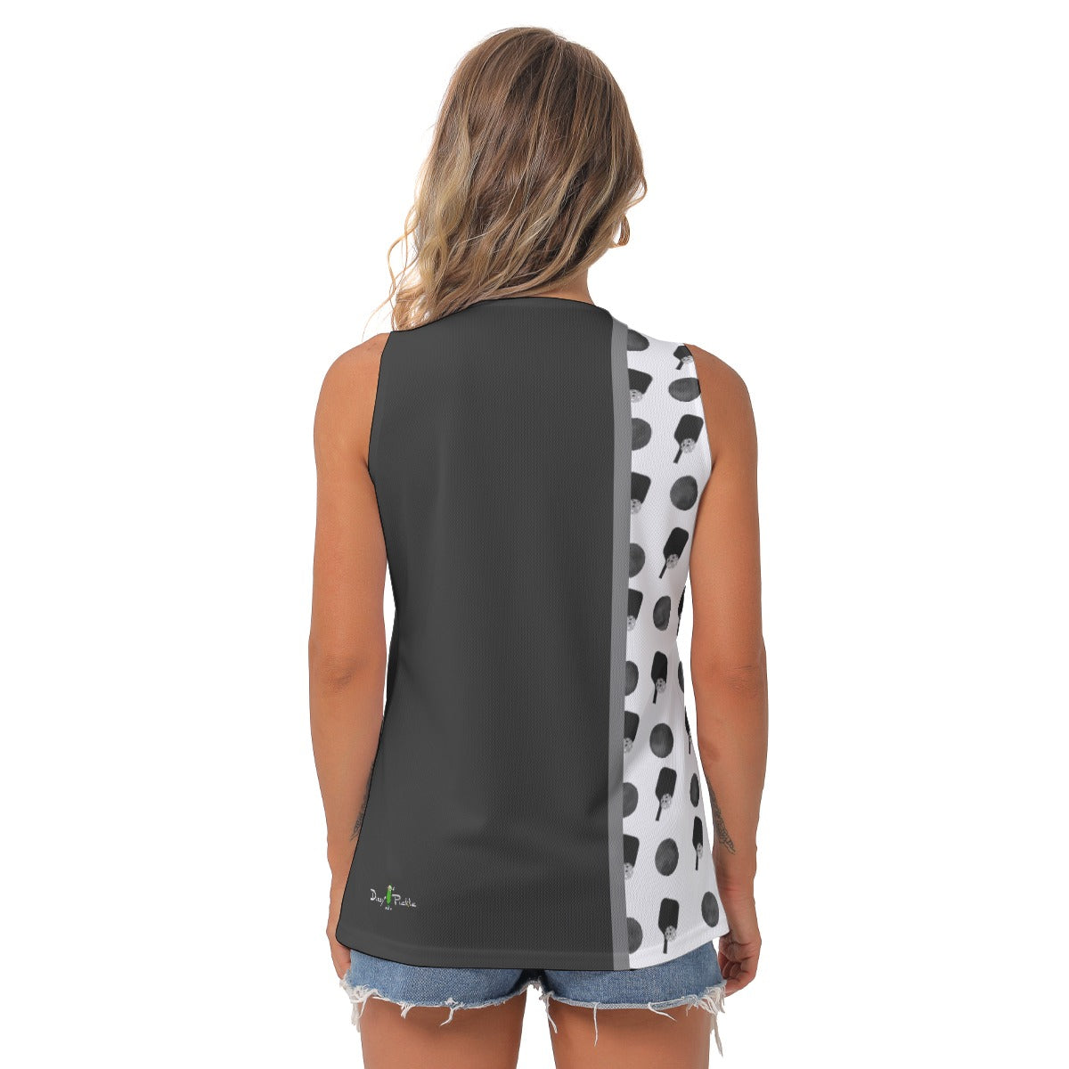 Dizzy Pickle Mary Mini Paddles and Polka Dots Women's Pickleball Sleeveless V-Neck Top