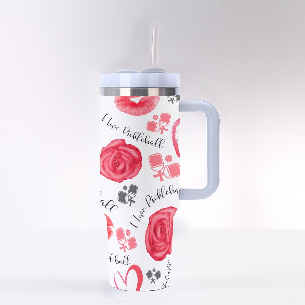 Dizzy Pickle Hearts and Roses 40 oz. Mega Pickleball Insulated Tumbler with Handle