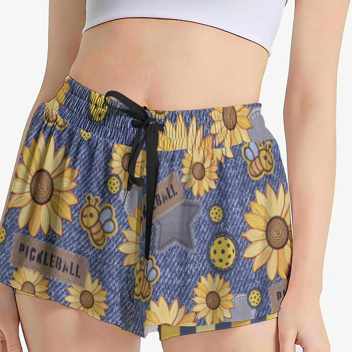 Dizzy Pickle Amy Sunflowers Women's Pickleball Sport Culottes with Pockets