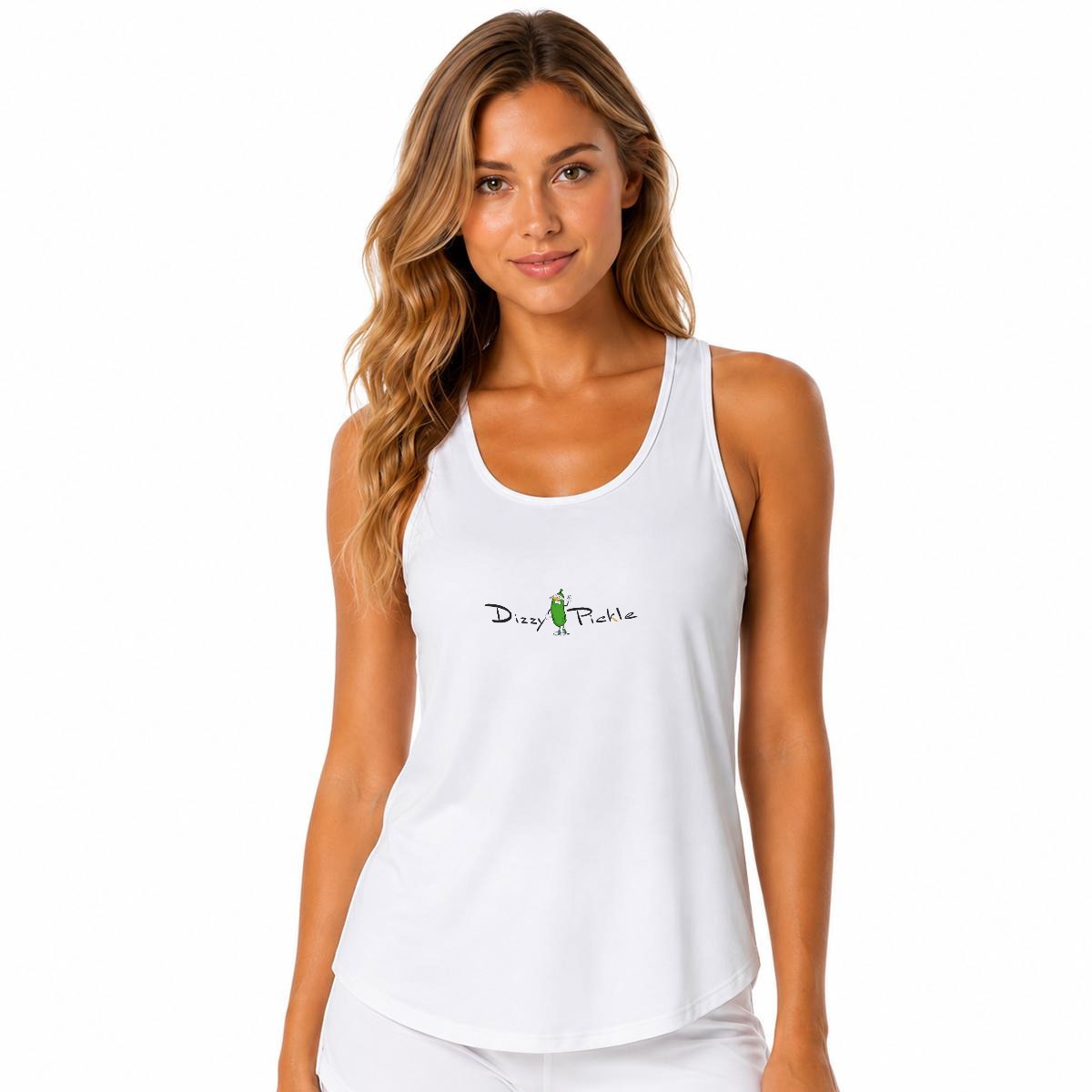 Dizzy Pickle DZY P Classic White Women's Sleeveless Performance Tank Top with Built-In Bra