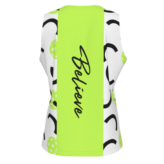 MEDIUM Dizzy Pickle Believe Women's Pickleball Sports Sleeveless Tank White