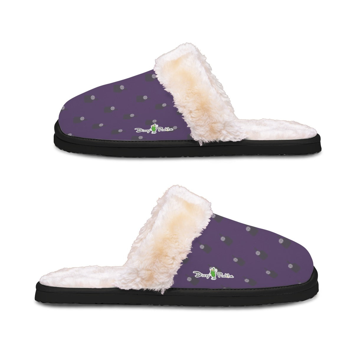 Dizzy Pickle Lynne Purple Paddles Women's Pickleball Plush Slippers