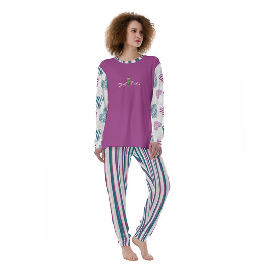 Dizzy Pickle Shelley Deep White Women's Pickleball Long Sleeves and Long Pants Pajamas Set