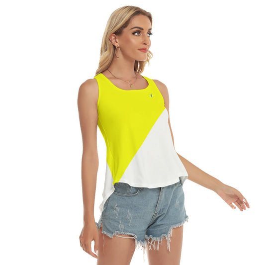 LARGE Dizzy Pickle DZY P Classic Diagonal Women's Pickleball Open-Backed Sleeveless Tank Yellow