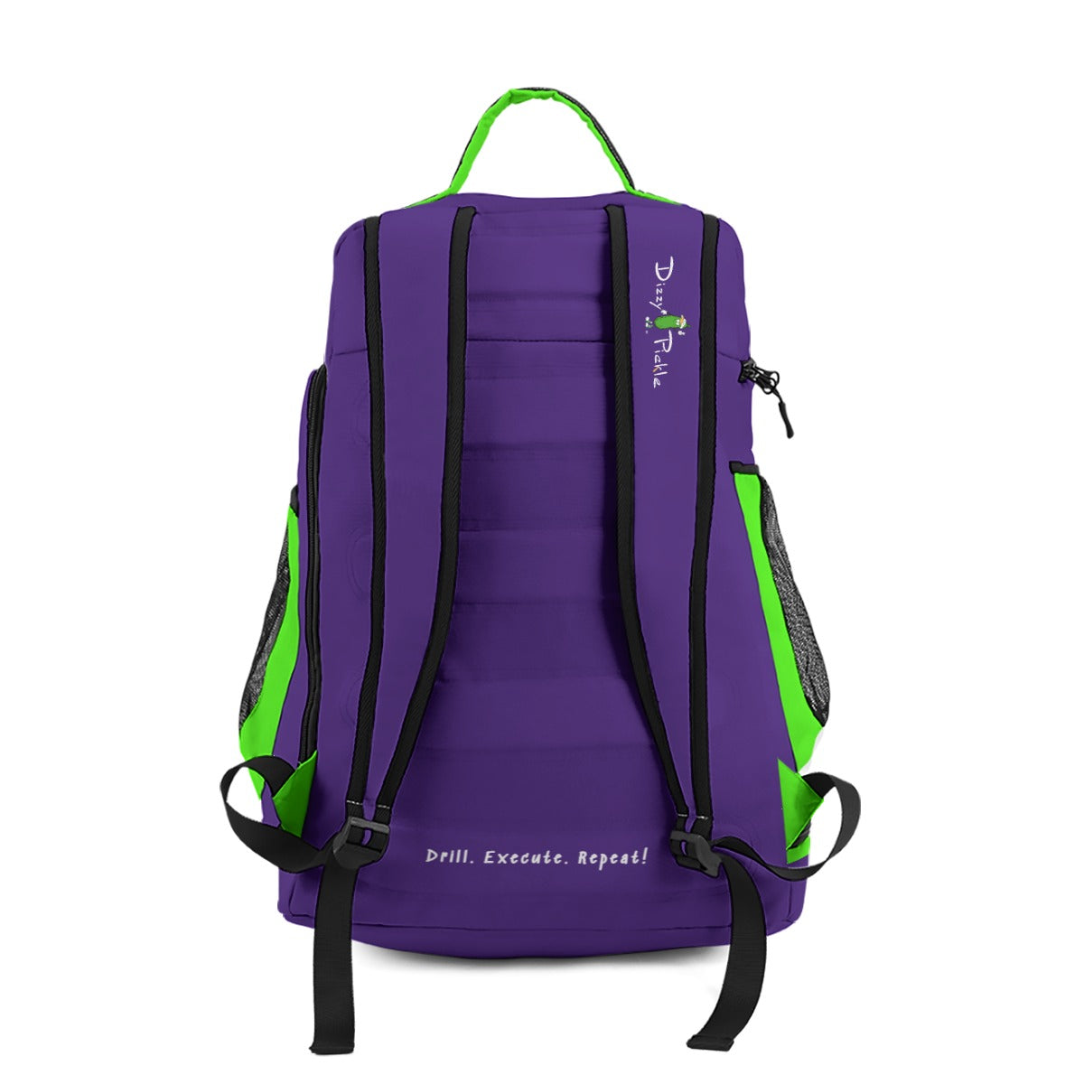 Dizzy Pickle DZY P Classic Purple Neon Green Large Courtside Pickleball Multi-Compartment Backpack with Adjustable Straps