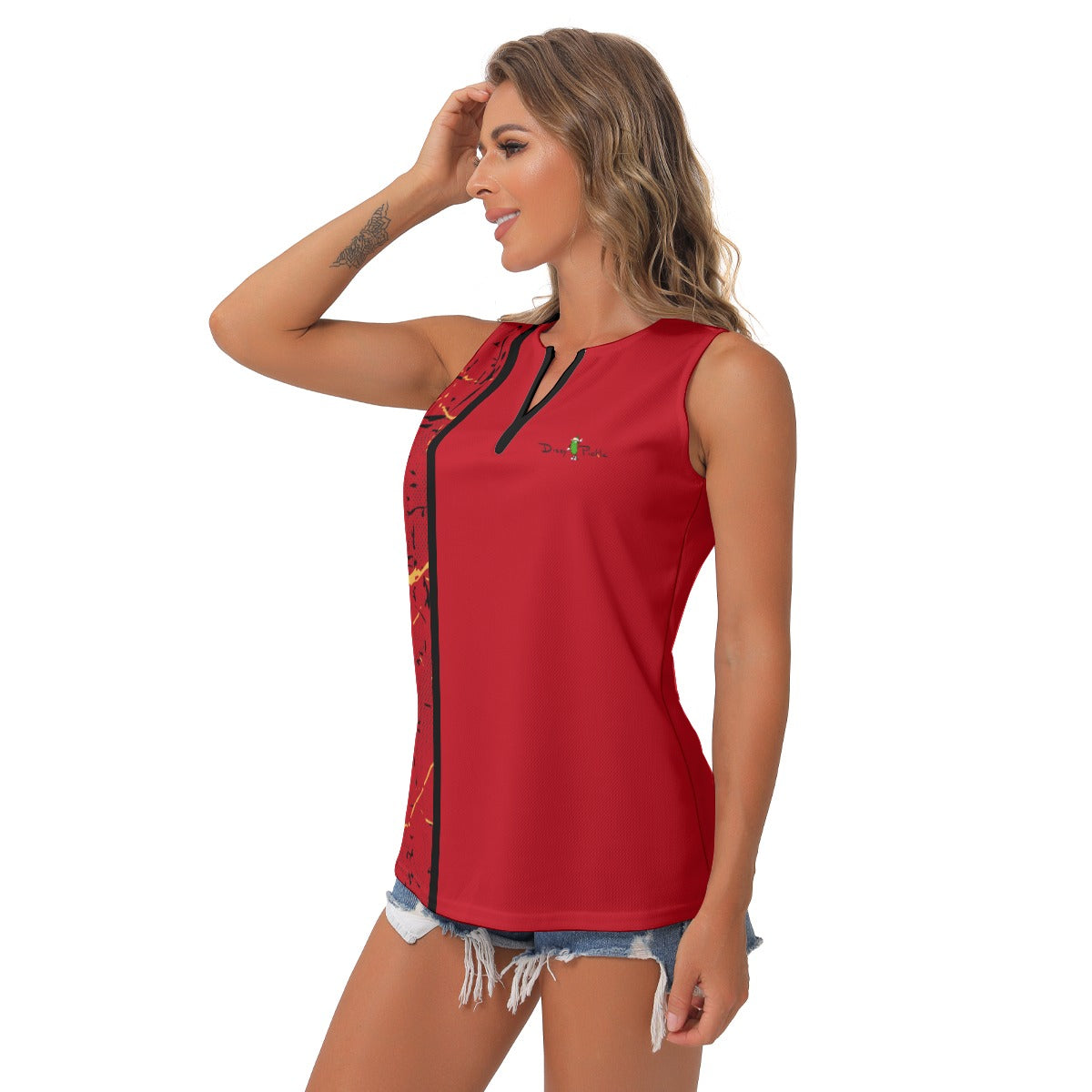 Dizzy Pickle Lynne Red Women's Pickleball Sleeveless V-Neck Top