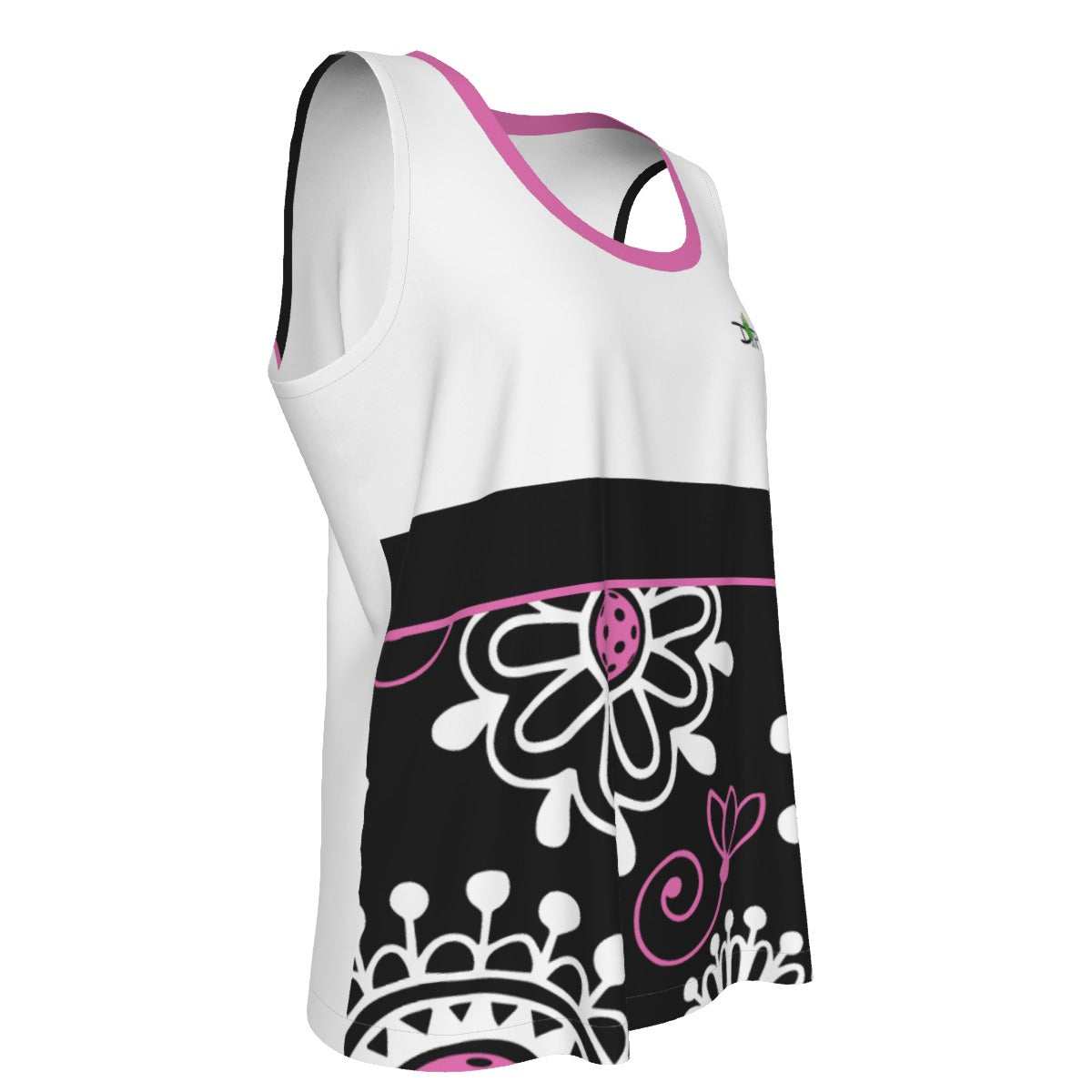 MEDIUM Dizzy Pickle Coming Up Daisies BPW Women's Pickleball Sleeveless Sports Tank Black Pink White