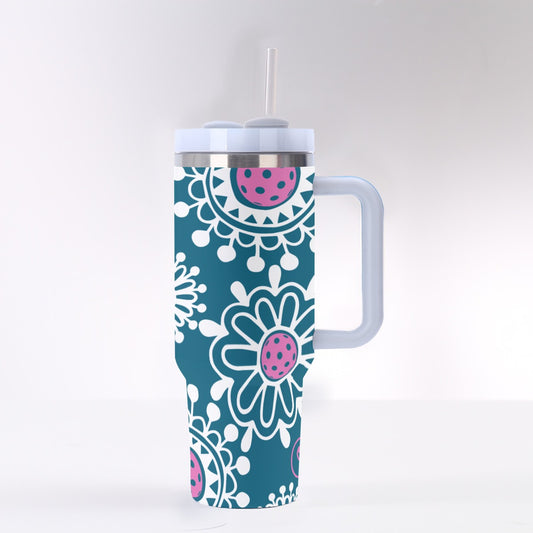 Dizzy Pickle Coming Up Daisies TP 40 oz. Mega Pickleball Insulated Tumbler with Handle