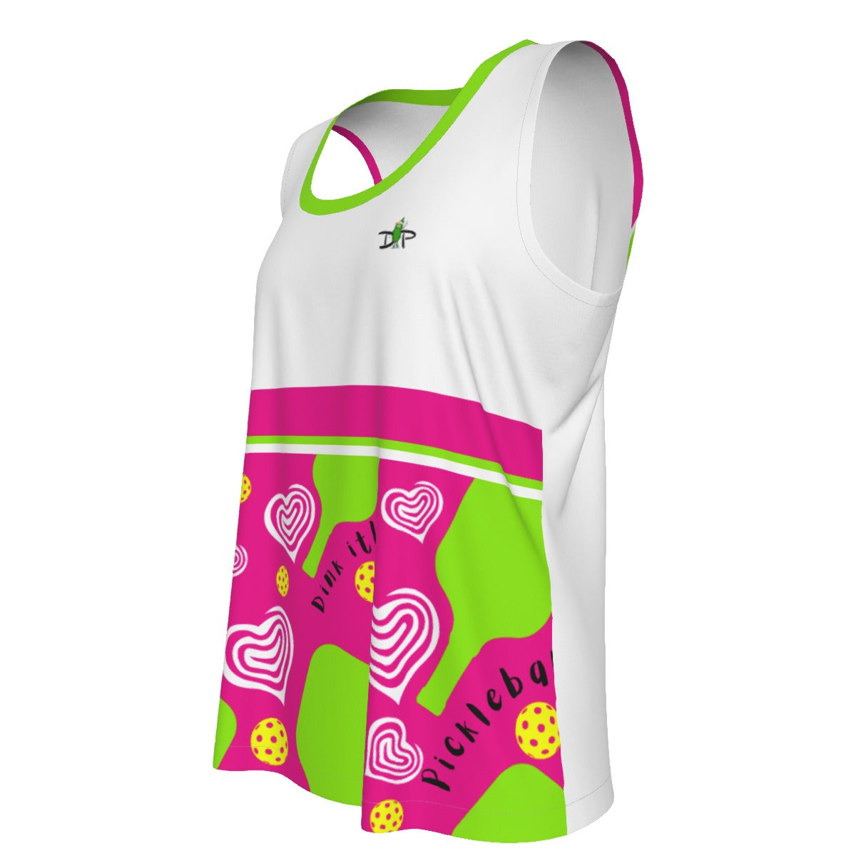 LARGE Dizzy Pickle Dinking Diva Hearts PGW Women's Pickleball Sleeveless Sports Tank