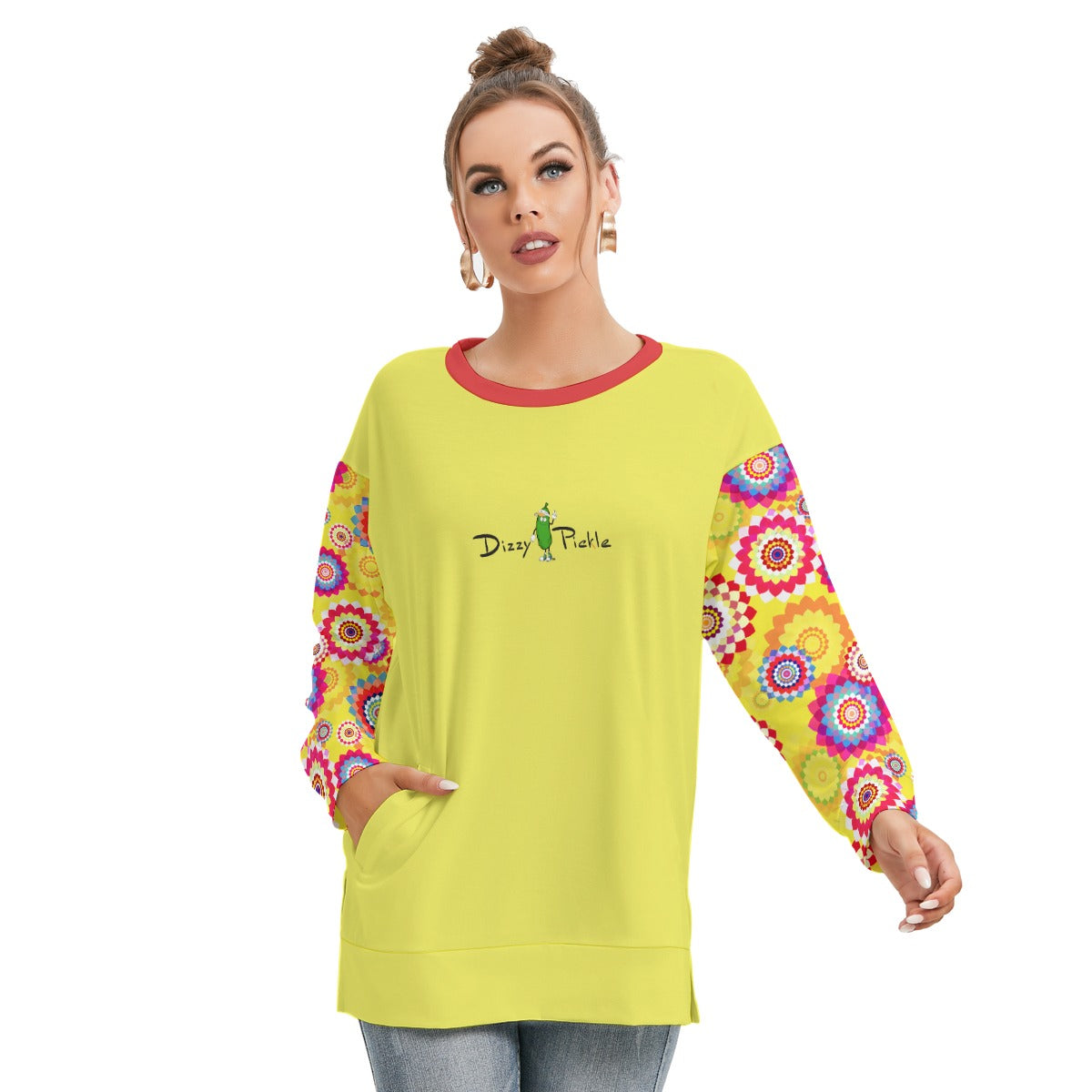 Dizzy Pickle Hannah Blooms Women's Pickleball Side Split O-Neck Sweatshirt