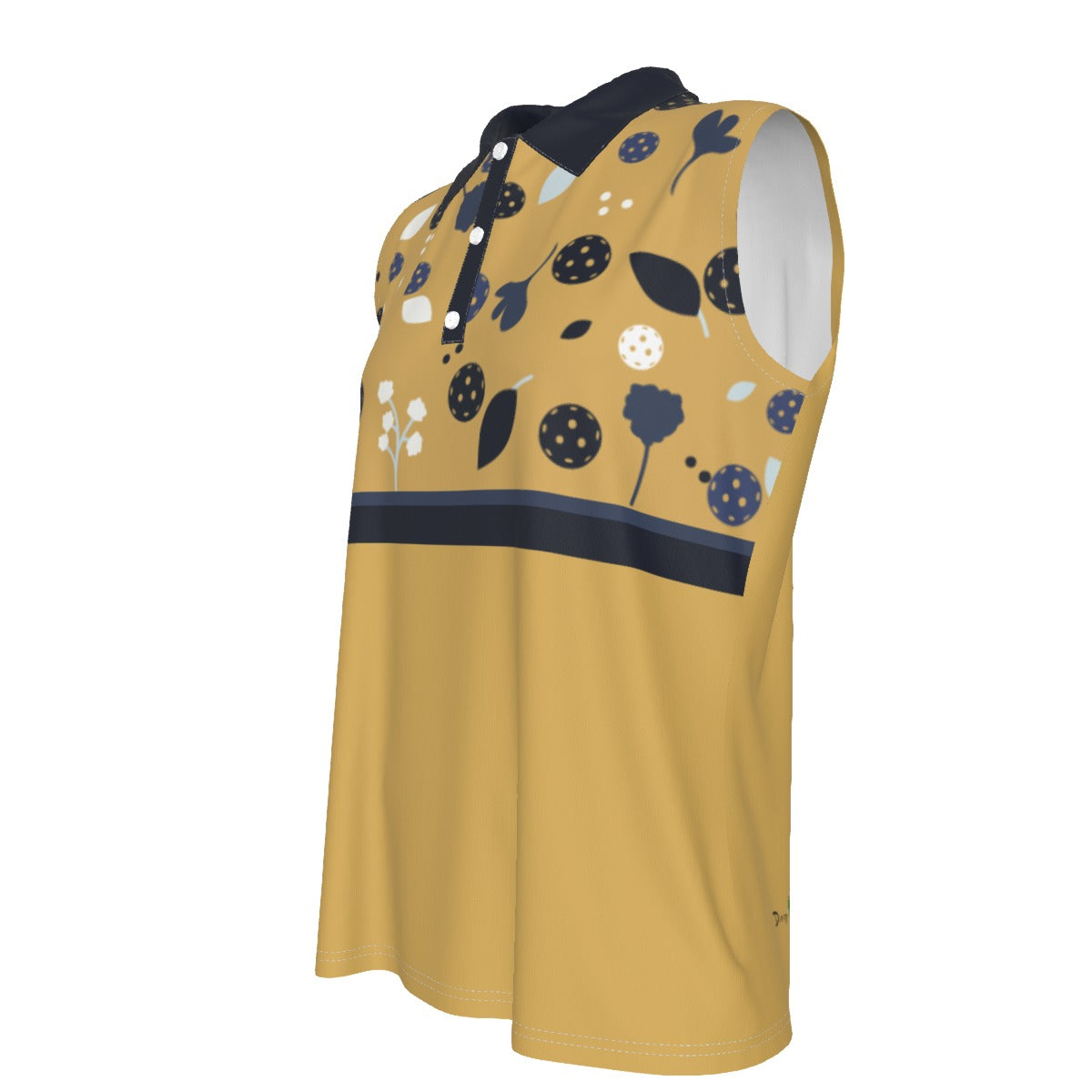 Dizzy Pickle Lesley Gold Solid Women's Pickleball Sleeveless Polo Shirt