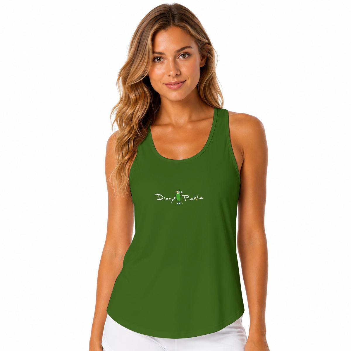 Dizzy Pickle DZY P Classic Emerald Women's Sleeveless Performance Tank Top with Built-In Bra