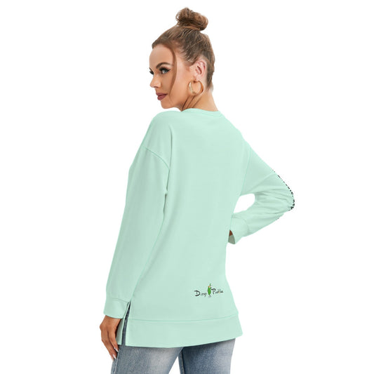 Dizzy Pickle DZY P Classic Sea Foam Women's Pickleball Side Split O-Neck Sweatshirt