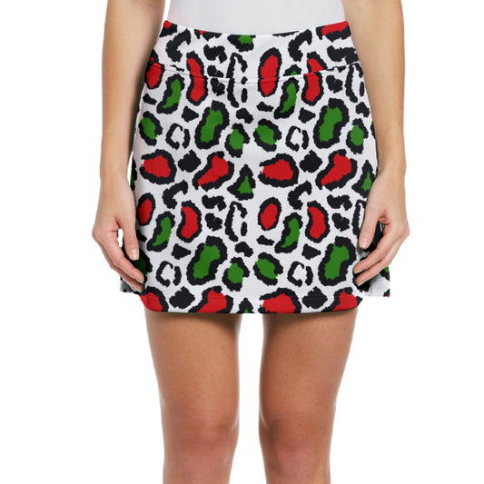 Dizzy Pickle Christmas Leopard Women's 17" Performance Pickleball Skort with Inner Shorts