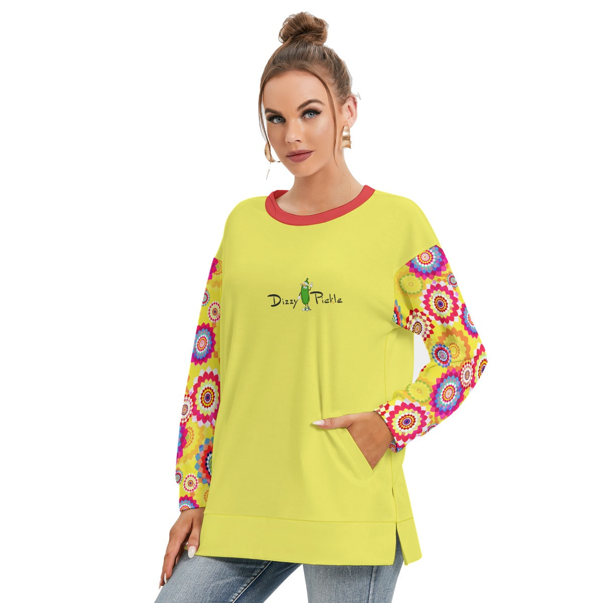 Dizzy Pickle Hannah Blooms Women's Pickleball Side Split O-Neck Sweatshirt