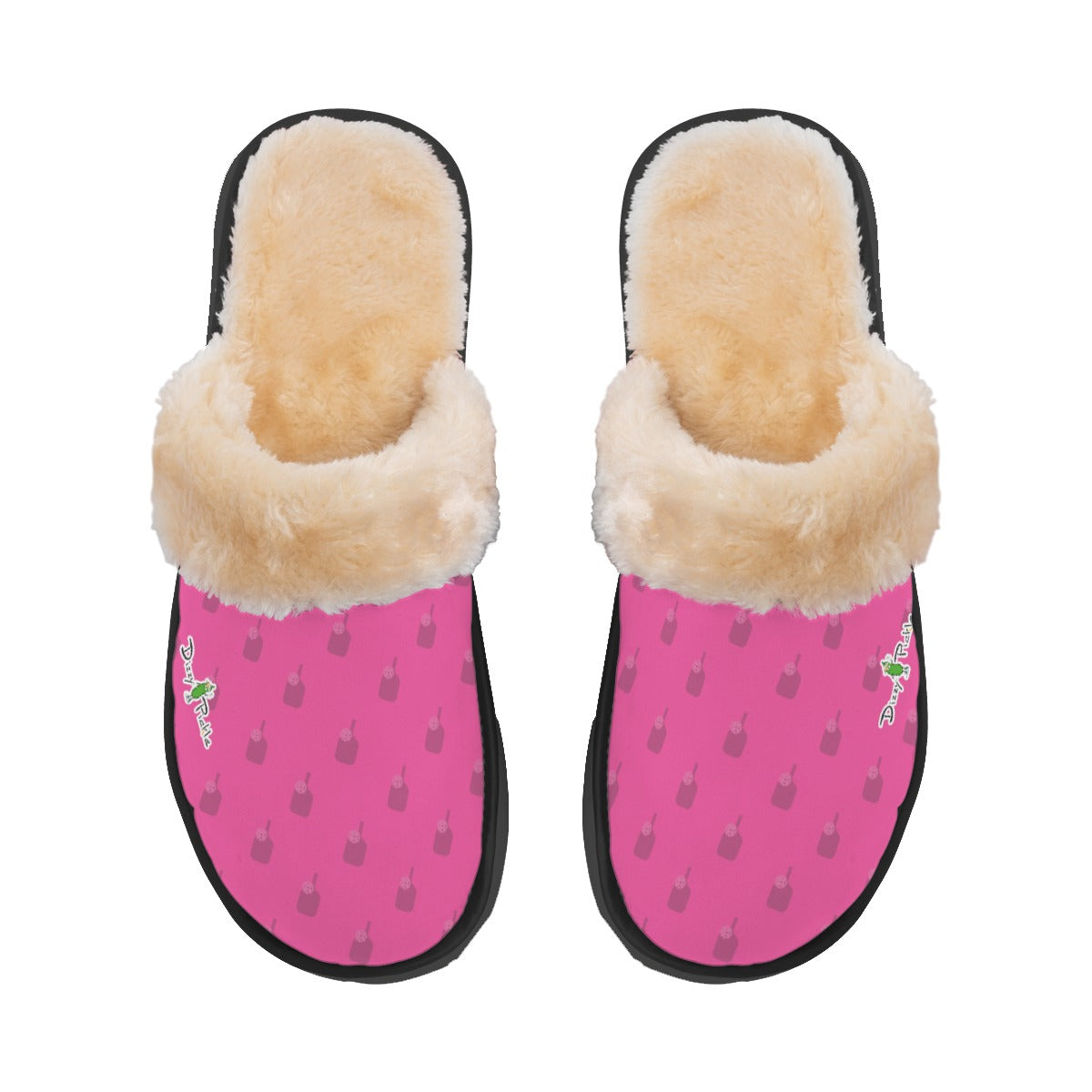 Dizzy Pickle Lynne Pink Paddles Women's Pickleball Plush Slippers