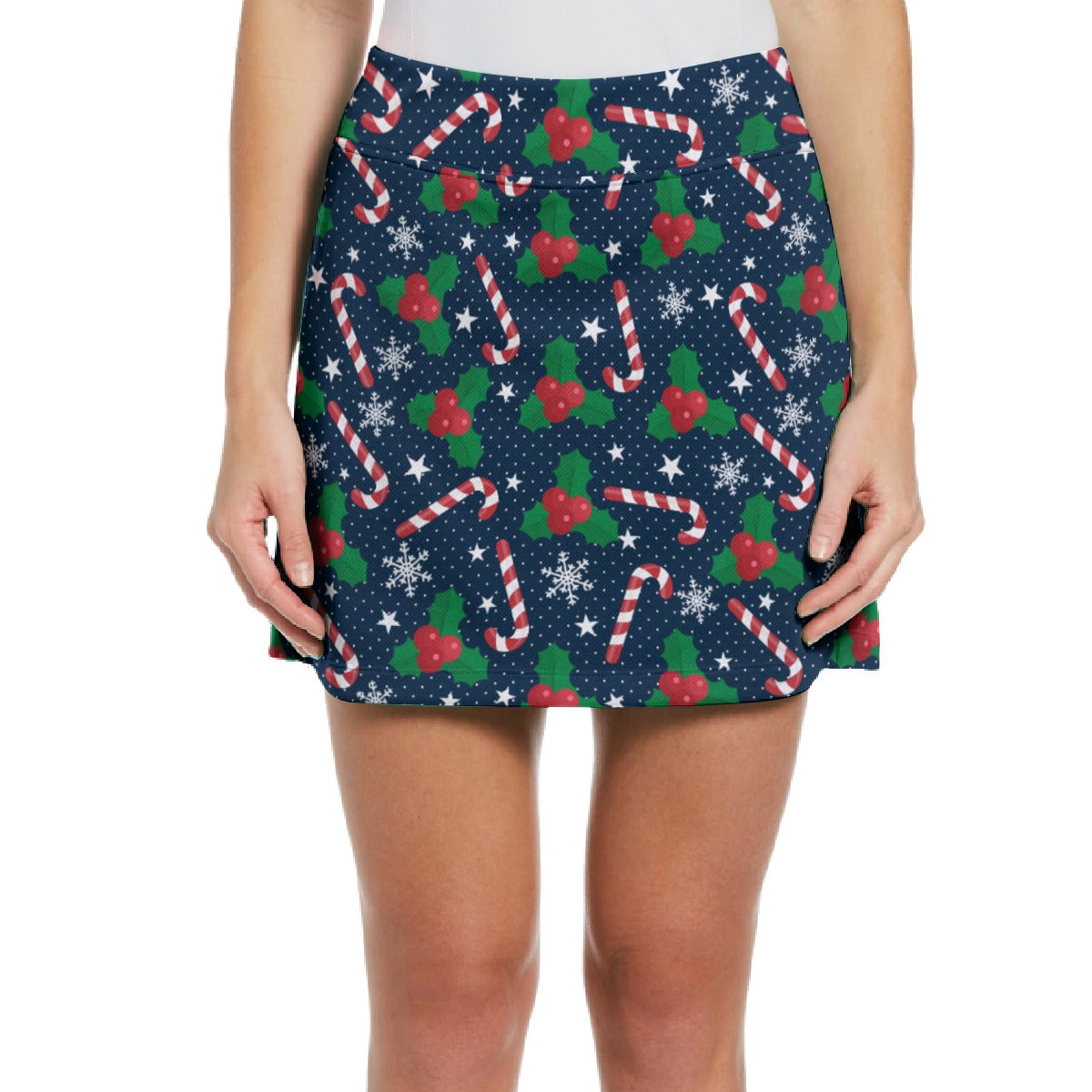 Dizzy Pickle Christmas Candy Canes Women's 17" Performance Pickleball Skort with Inner Shorts