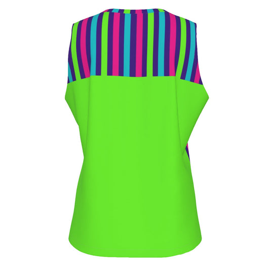 LARGE Dizzy Pickle Diana Stripes Green Women's Pickleball Sleeveless Sports Tank