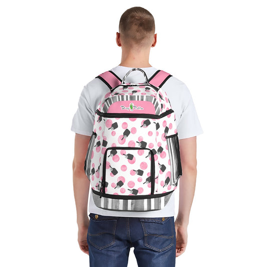 Dizzy Pickle Page Paddles_Polka Dots White Large Courtside Pickleball Multi-Compartment Backpack with Adjustable Straps