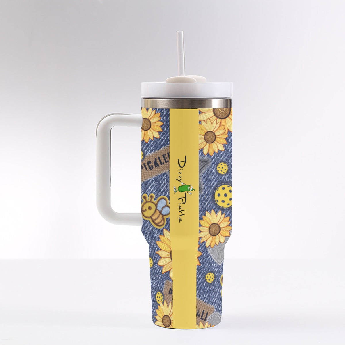 Dizzy Pickle Amy Sunflowers 40 oz. Mega Pickleball Insulated Tumbler with Handle