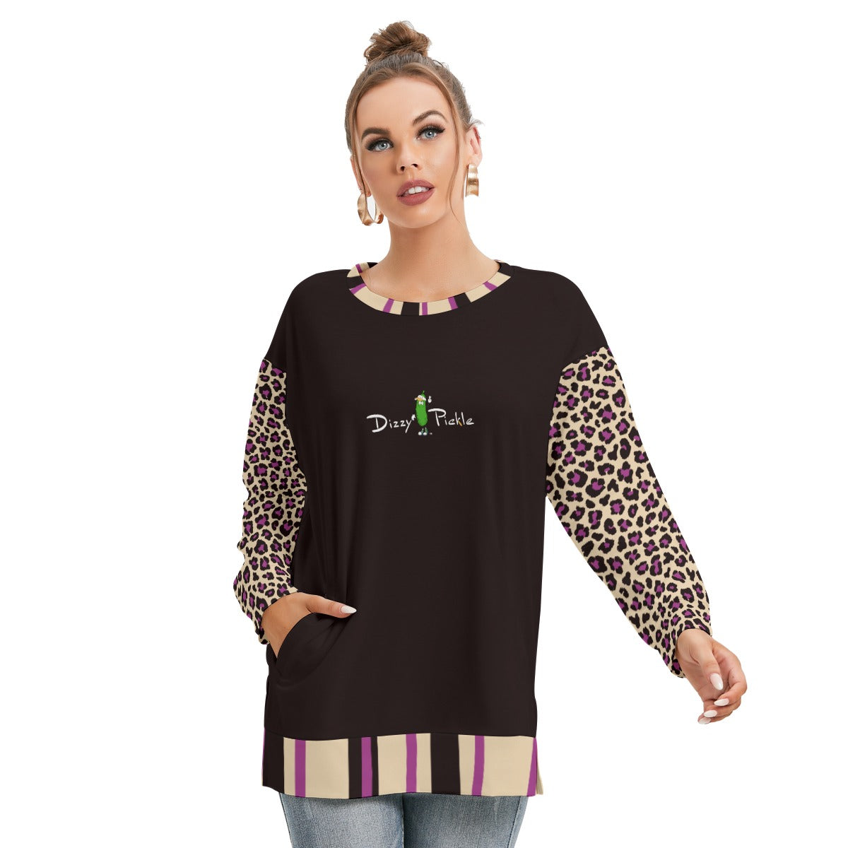 Dizzy Pickle Amber BPB Women's Pickleball Side Split O-Neck Sweatshirt