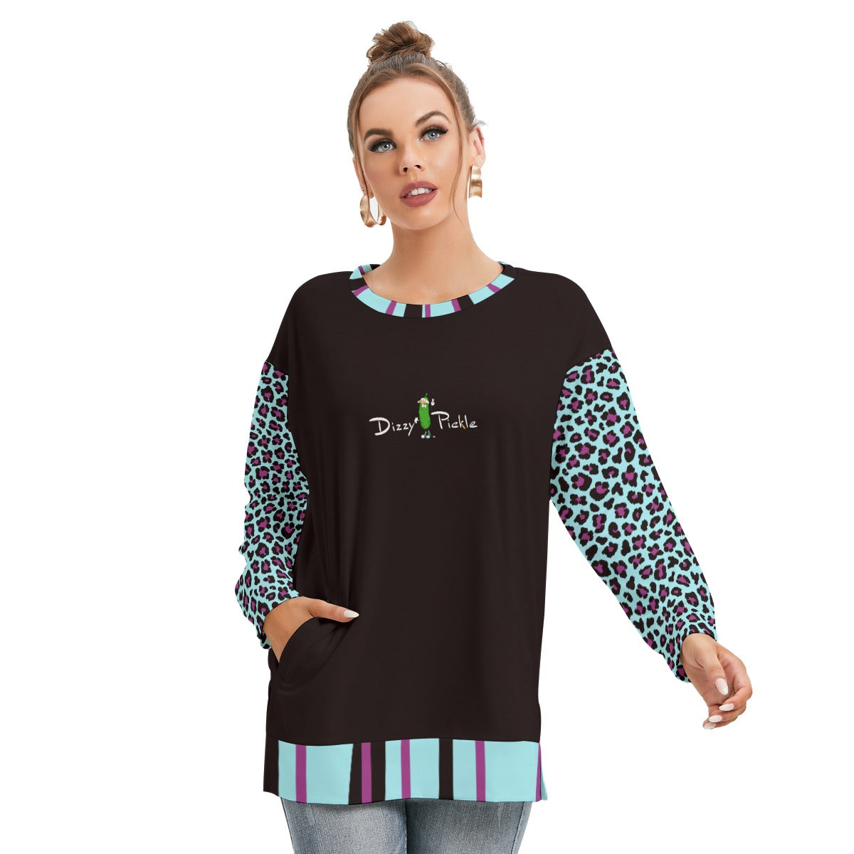 Dizzy Pickle Amber BTP Women's Pickleball Side Split O-Neck Sweatshirt