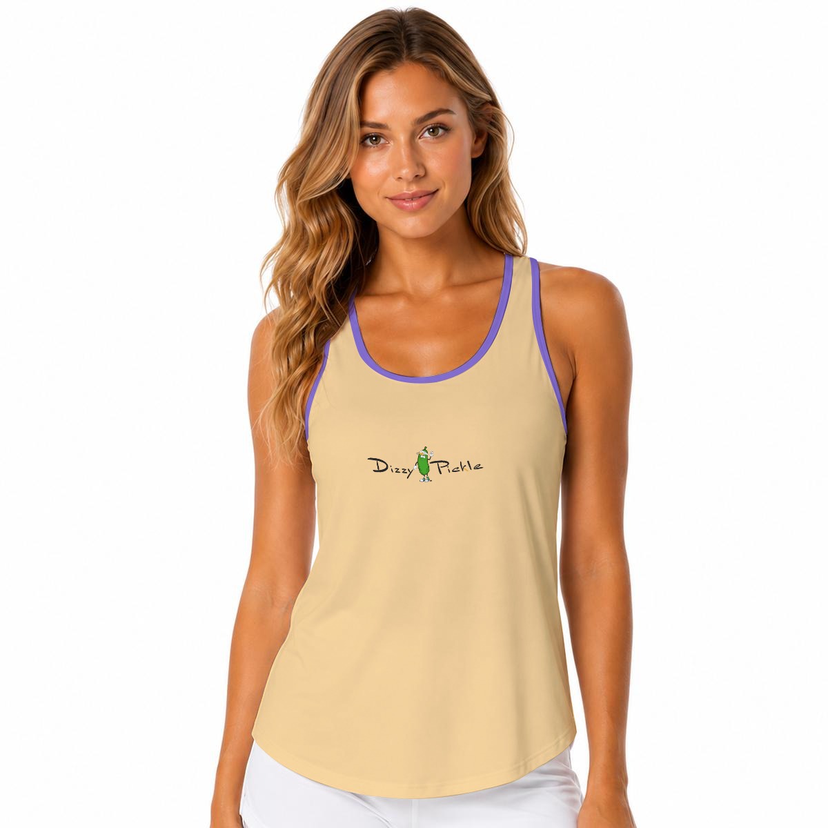 Dizzy Pickle DZY P Classic Vanilla Purple Women's Sleeveless Performance Tank Top with Built-In Bra