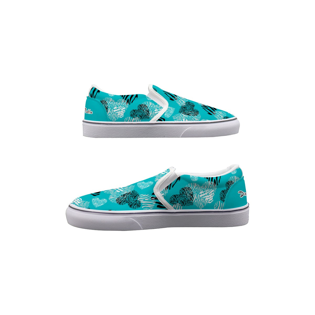 Dizzy Pickle Shelley Hearts Turquoise Women's Casual Slip-On Canvas Shoes