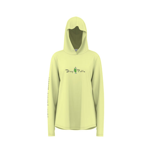 Dizzy Pickle Coming Up Daisies Yellow Women's Pickleball Sunscreen Sports Hoodie with Thumb Holes