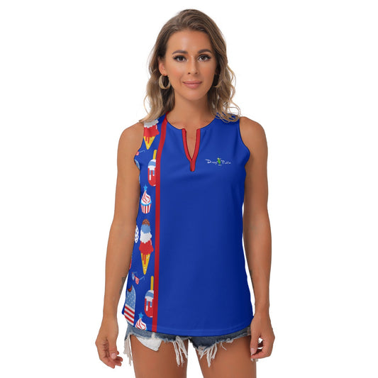 Dizzy Pickle Belle Striped Blue Women's Pickleball Sleeveless V-Neck Top