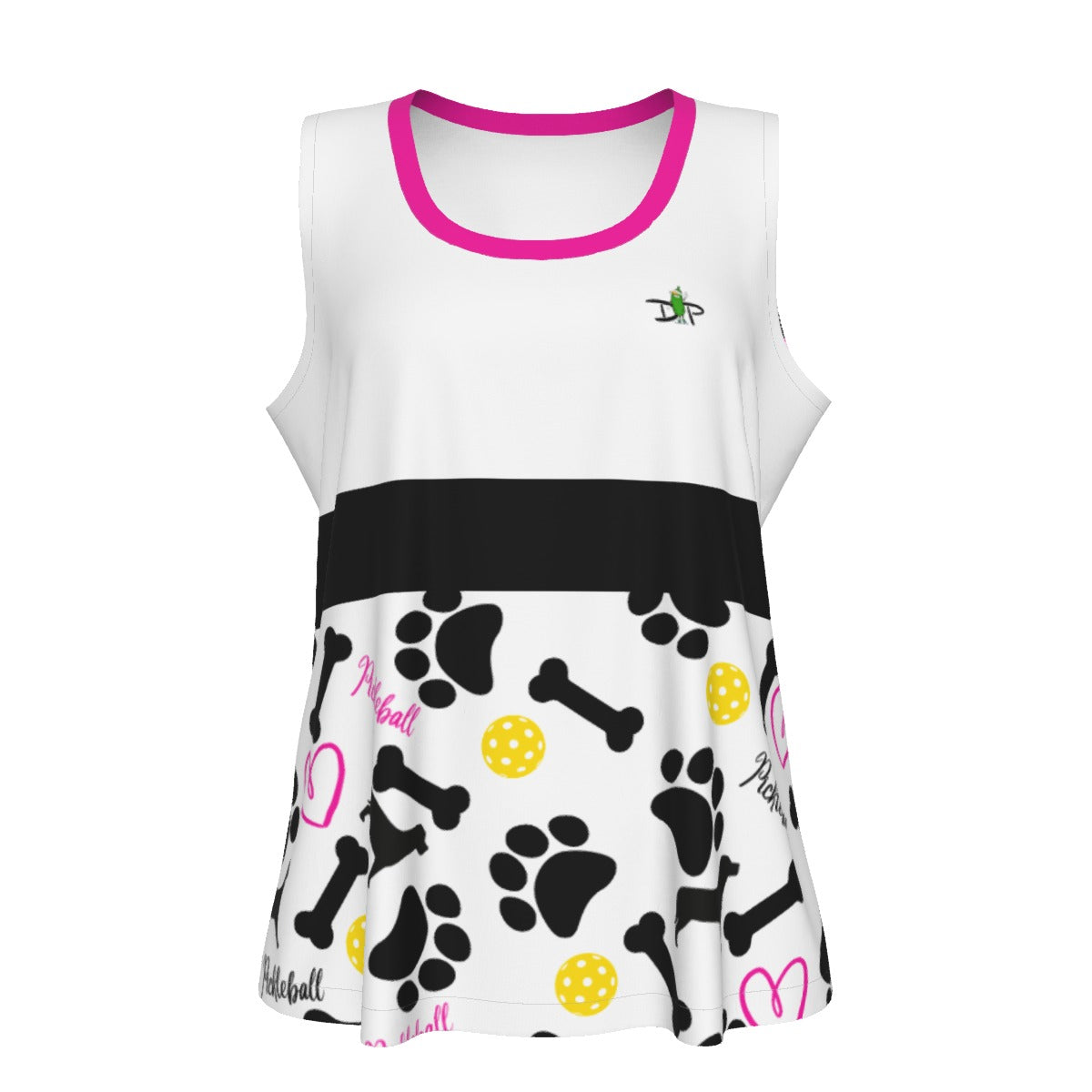 LARGE Millie - Black/Fuchsia - Women's Pickleball Sports Tank by Dizzy Pickle