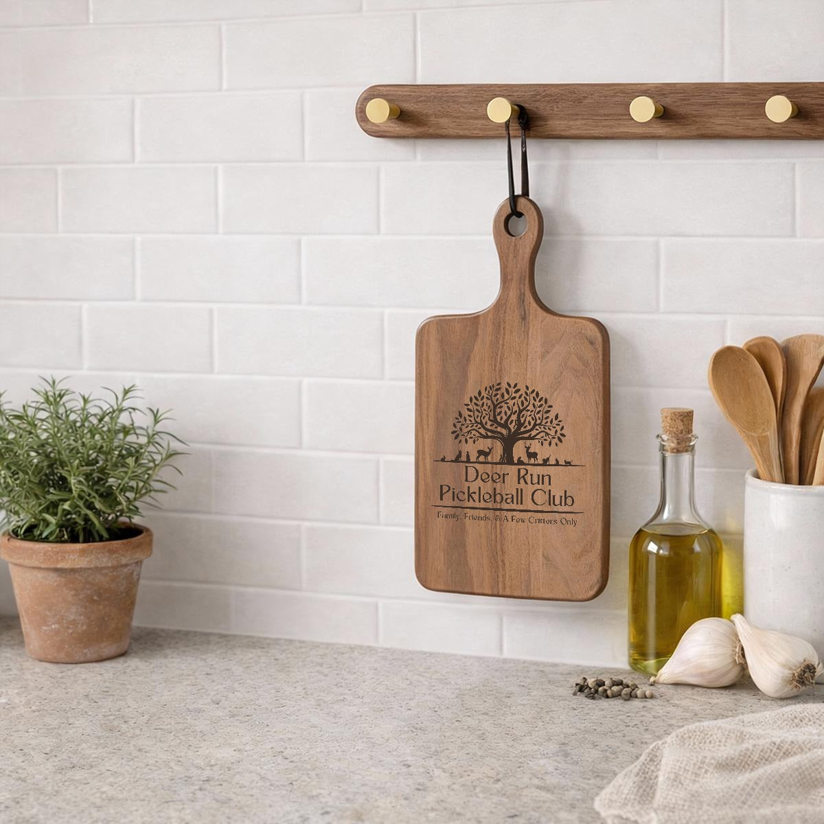 Deer Run Pickleball Club Walnut Cutting Board