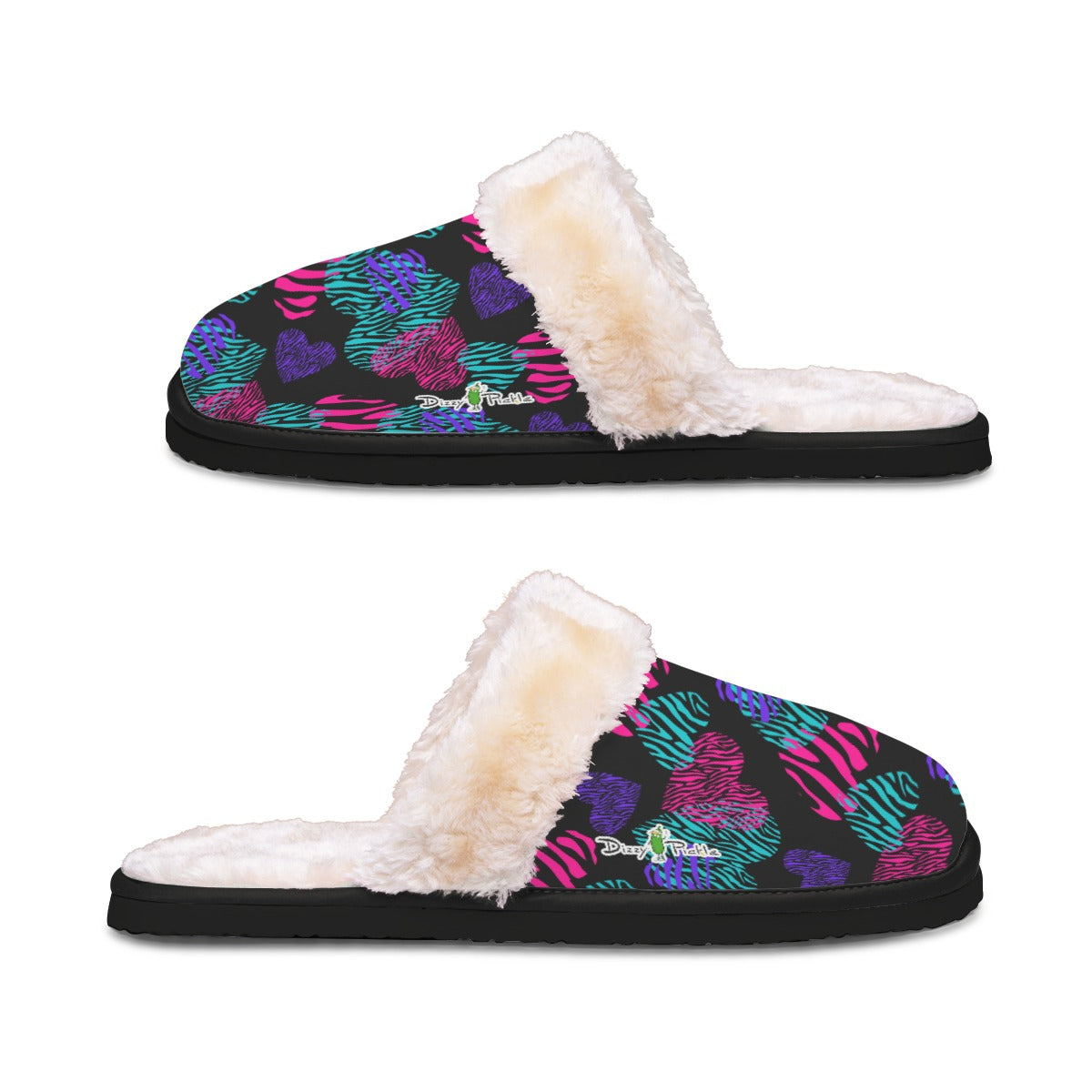Dizzy Pickle Shelley Black Women's Pickleball Plush Slippers