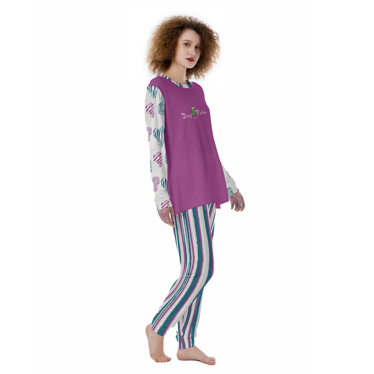 Dizzy Pickle Shelley Deep White Women's Pickleball Long Sleeves and Long Pants Pajamas Set