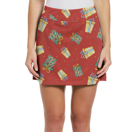 Dizzy Pickle Christmas All Wrapped Up Women's 17" Performance Pickleball Skort with Inner Shorts