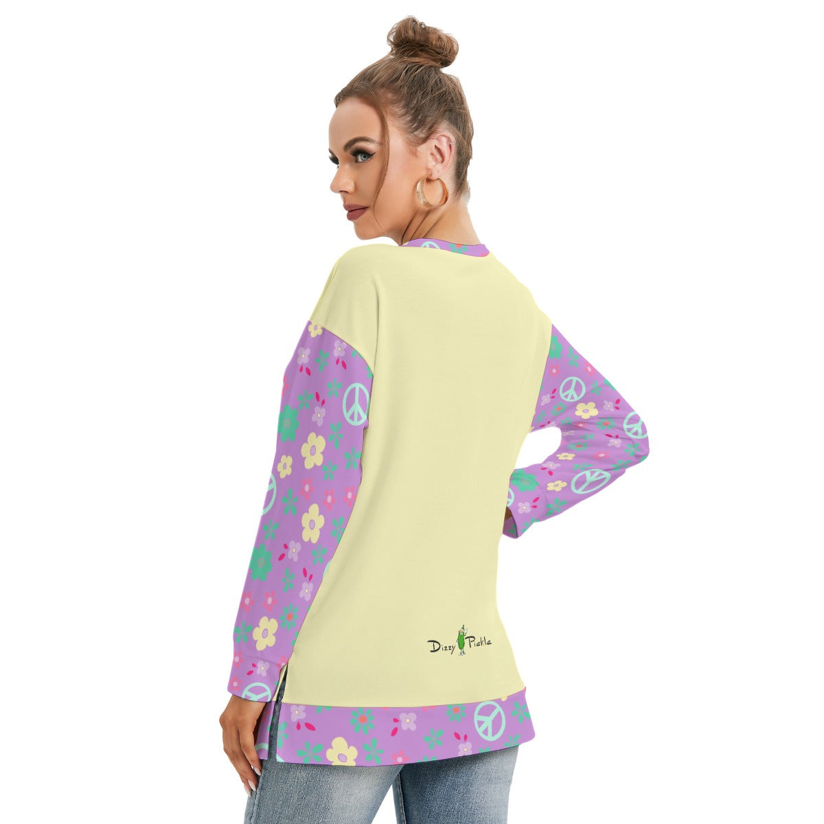 Dizzy Pickle Hope Lavender Women's Pickleball Side Split O-Neck Sweatshirt