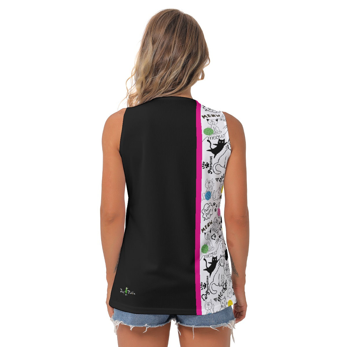 Dizzy Pickle Sassy Black_Pink Women's Pickleball Sleeveless V-Neck Top