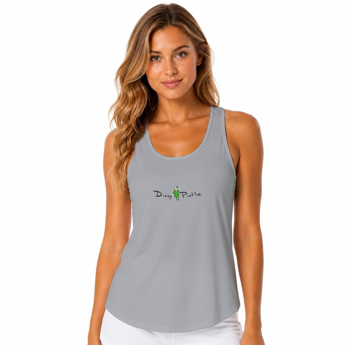 Dizzy Pickle DZY P Classic Dark Silver Women's Sleeveless Performance Tank Top with Built-In Bra