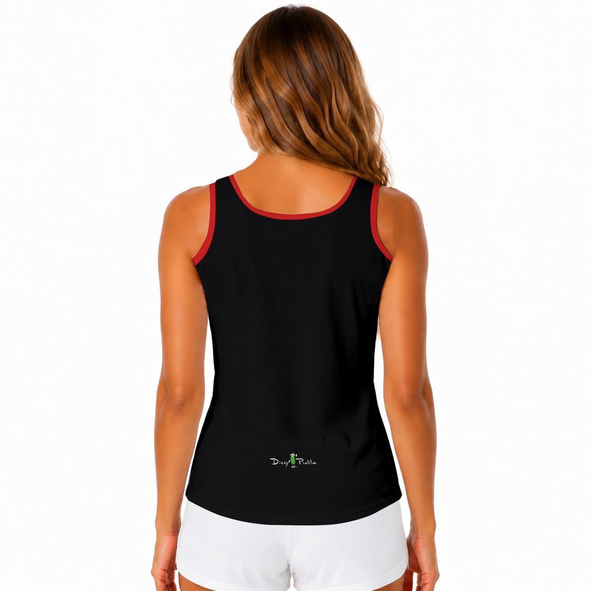 Dizzy Pickle DZY P Classic Black Red Women's Sleeveless Performance Tank Top with Built-In Bra