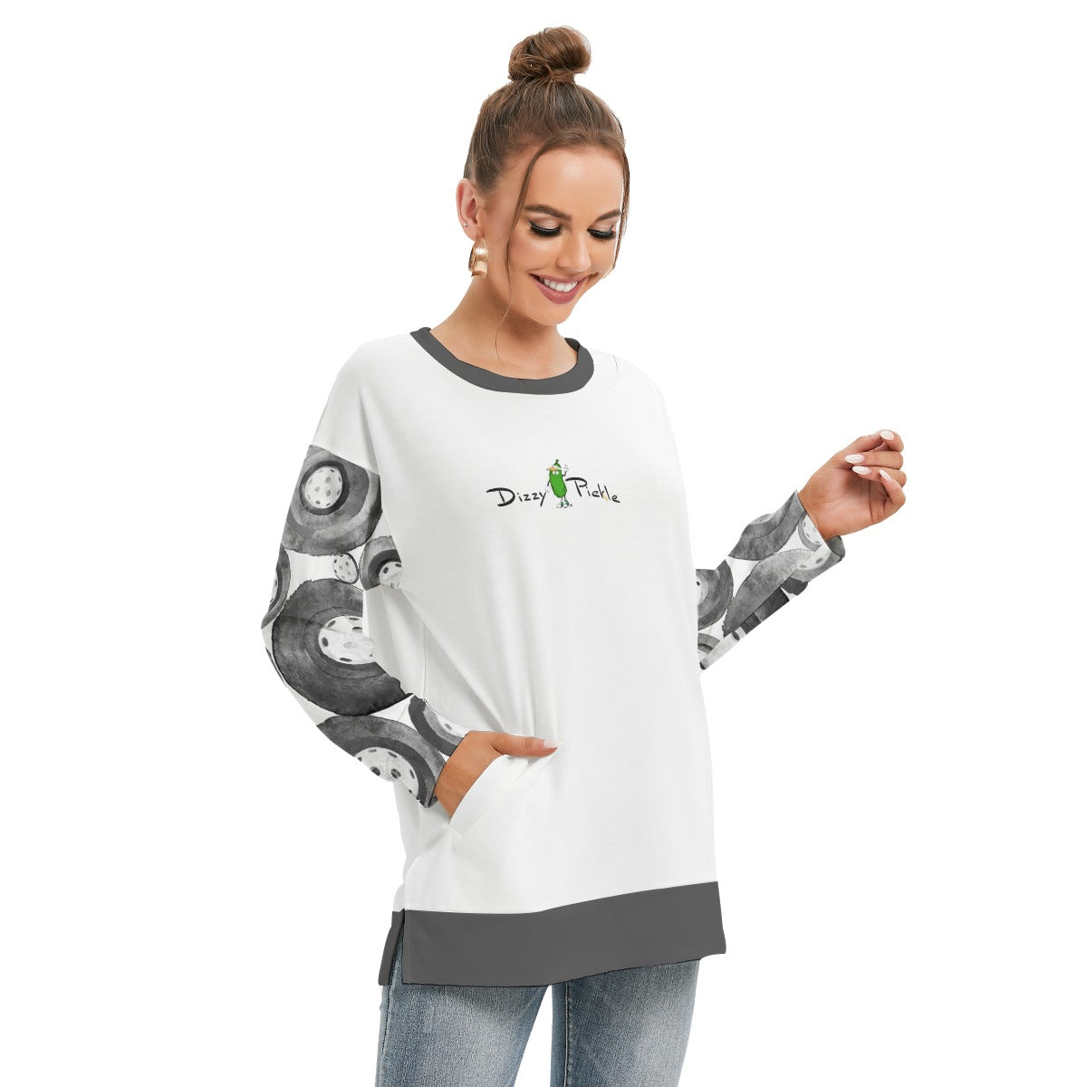 Dizzy Pickle Heidi BKW Women's Pickleball Side Split O-Neck Sweatshirt