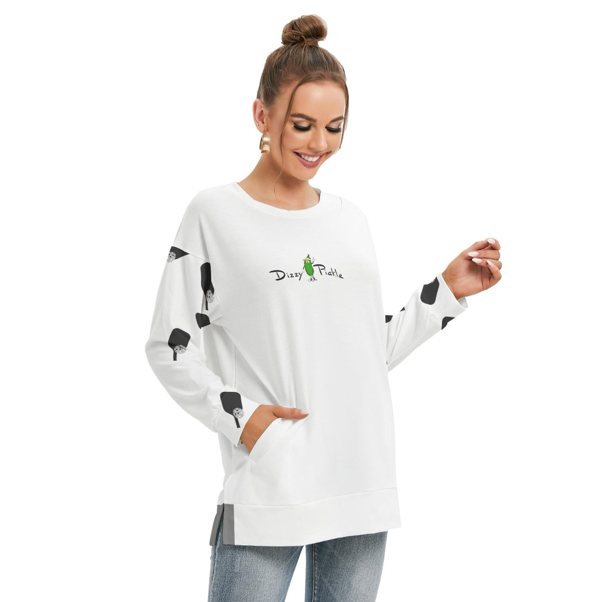 Dizzy Pickle Mary Paddles Women's Pickleball Side Split O-Neck Sweatshirt