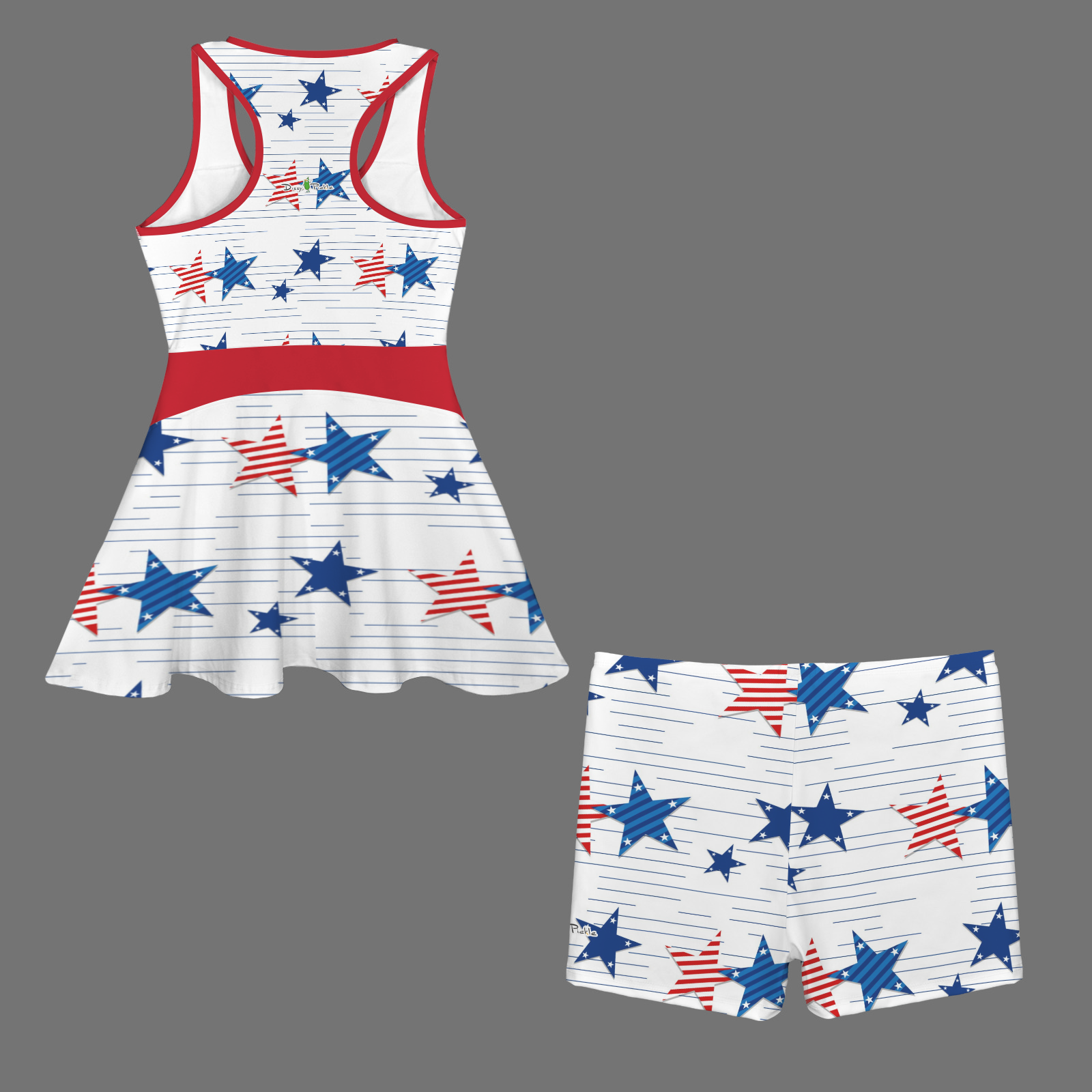 Dizzy Pickle Women's Razor Back Front Zip 2-in-1 Tank Dress and Shorts