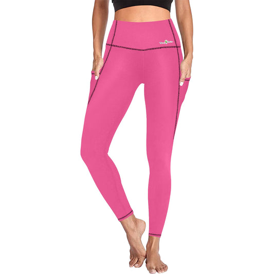 Dizzy Pickle DZY P Classic Dark Rose Women's Pickleball Performance Leggings (Ankle Length, High-Waisted, & Two Side Pockets)