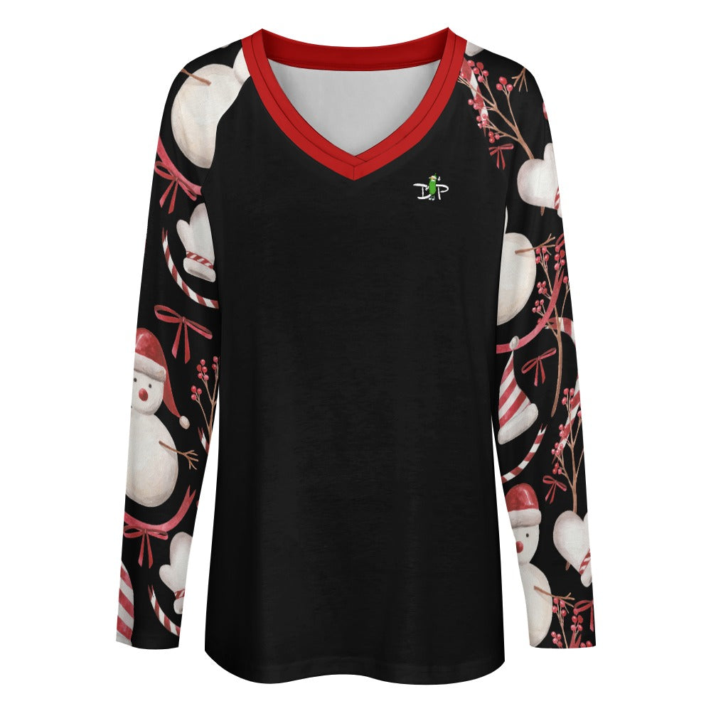 Dizzy Pickle Christmas Holly Cheer Collection Variety Set 6 Women's Pickleball Double Layered V-Neck Loose Tee