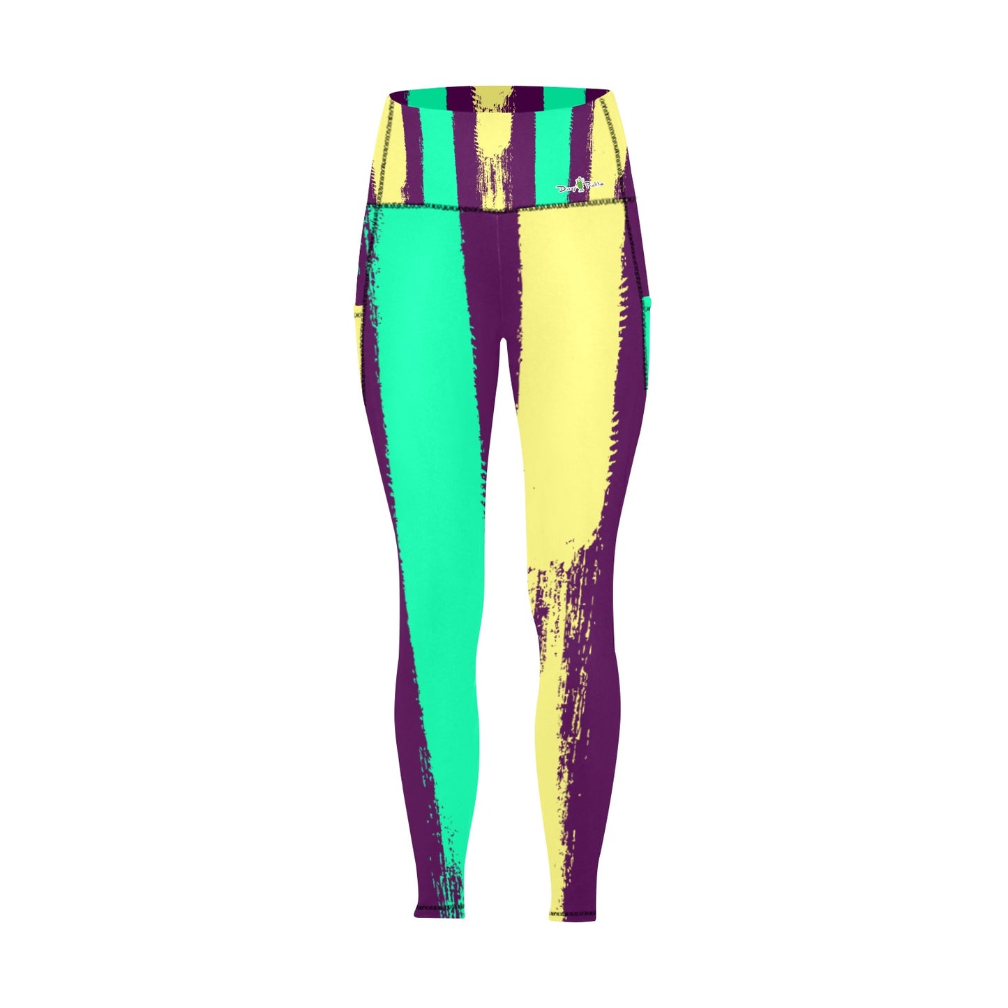 Dizzy Pickle Charlotte Stripes Women's Pickleball Performance Leggings (Ankle Length, High-Waisted, & Two Side Pockets)