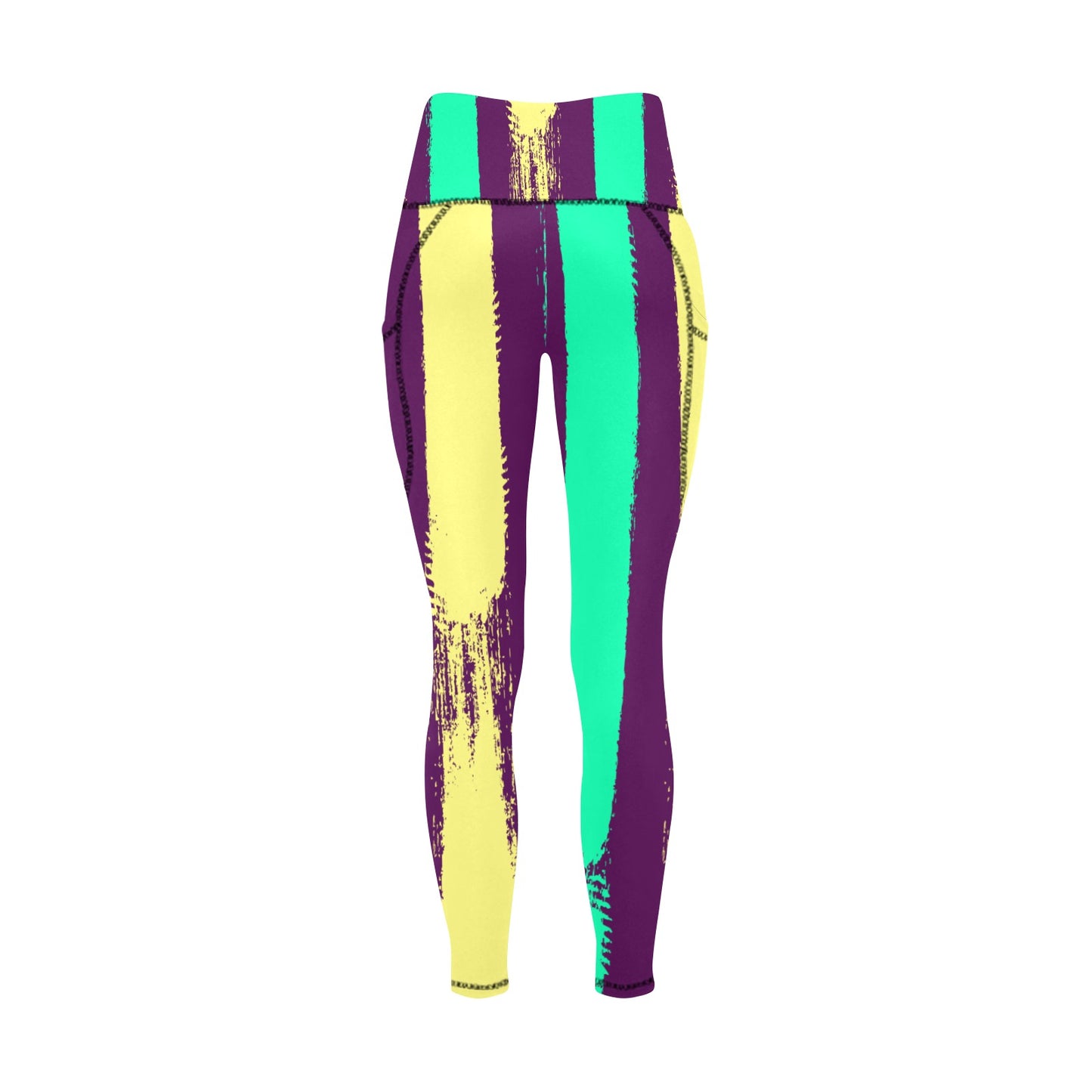 Dizzy Pickle Charlotte Stripes Women's Pickleball Performance Leggings (Ankle Length, High-Waisted, & Two Side Pockets)