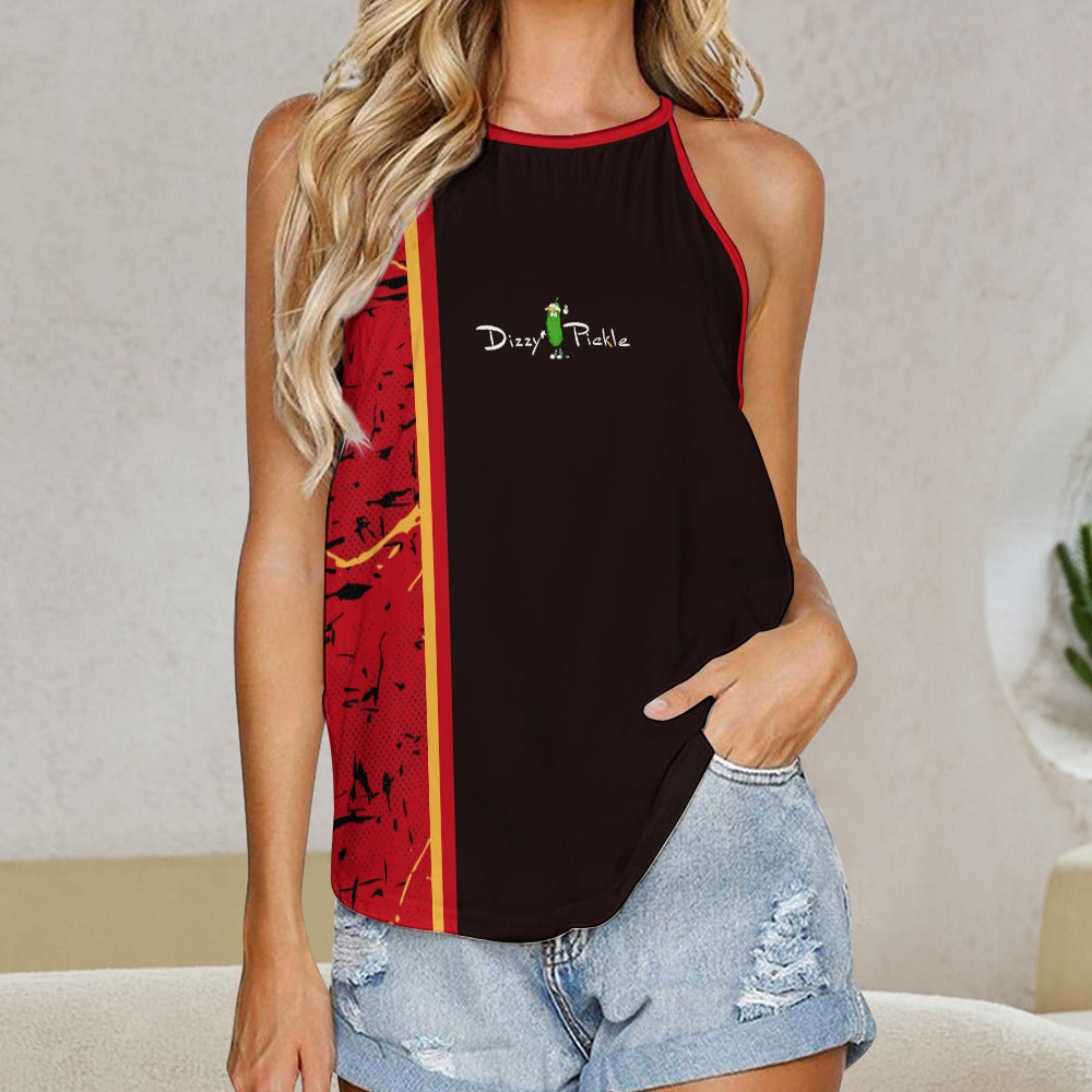 Dizzy Pickle Lynne Red_Black Women's Pickleball Crew Neck Vest