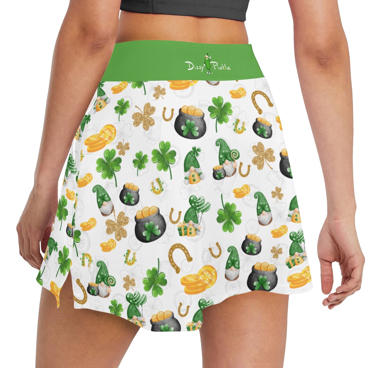 Dizzy Pickle Pot of Gold Women's Pickleball 18" Athletic Skort with Inner Shorts and Two Ball Pockets